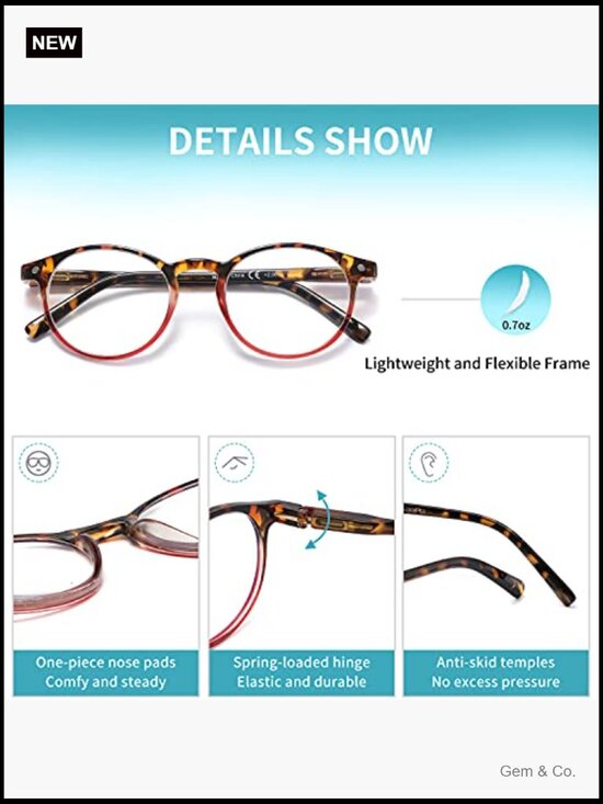 Spring Hinge Reading Glasses Blue Light Blocking 2.75x 4 Pairs Women main image 5